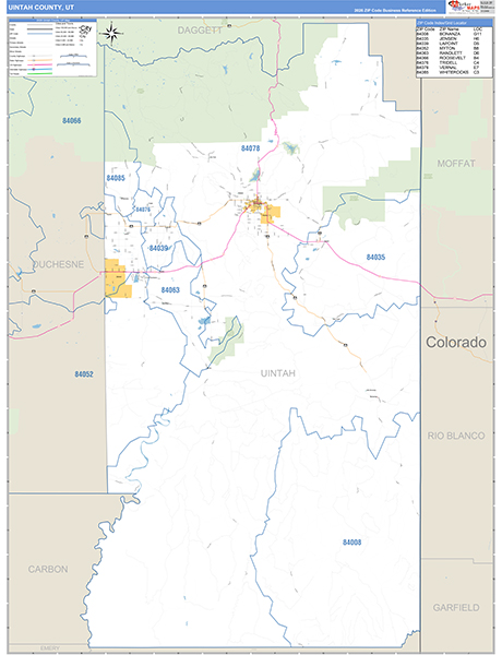 Uintah County, UT Zip Code Map
