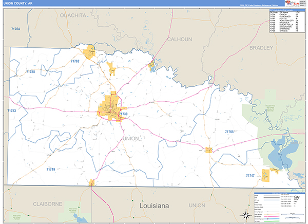 Union County, AR Zip Code Map