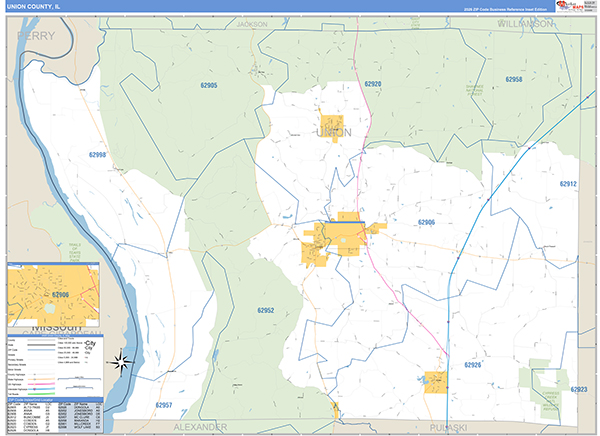 Union County, IL Zip Code Map