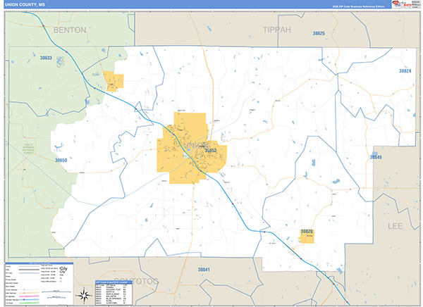 Union County, MS Zip Code Map