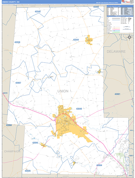 Union County, OH Zip Code Map