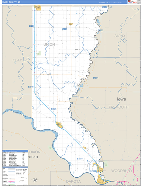 Union County, SD Carrier Route Wall Map