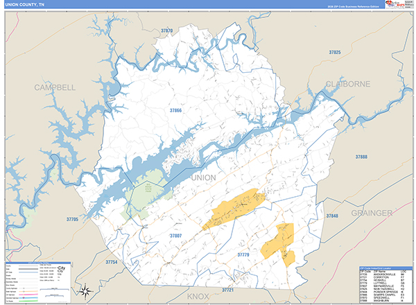Union County, TN Zip Code Map