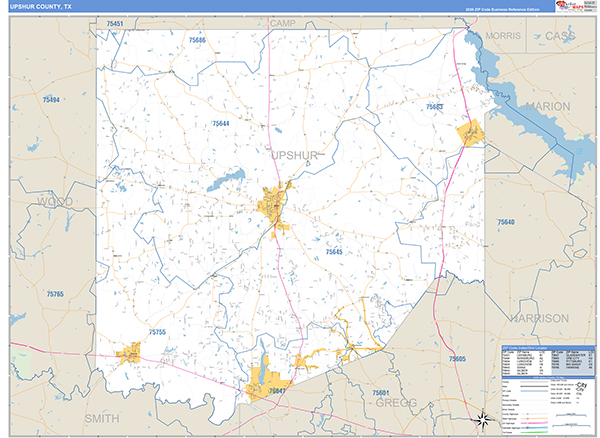 Upshur County, TX Zip Code Map