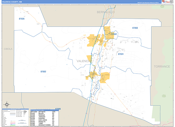 Valencia County, NM Zip Code Map