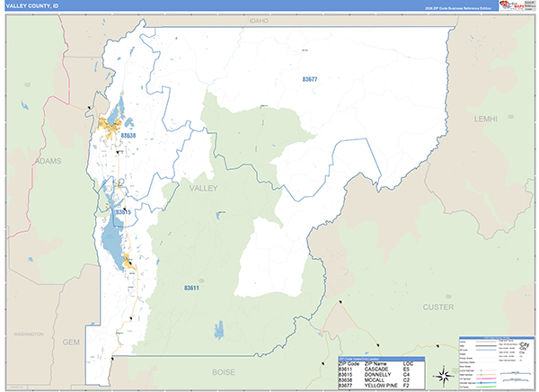 Valley County, ID Zip Code Map