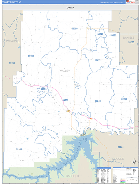 Valley County, MT Carrier Route Wall Map