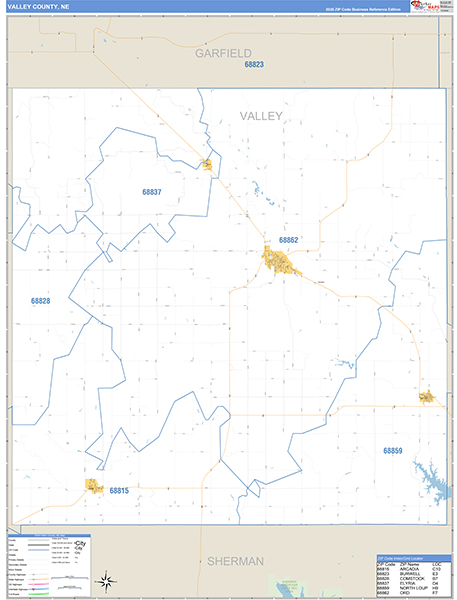 Valley County, NE Zip Code Map