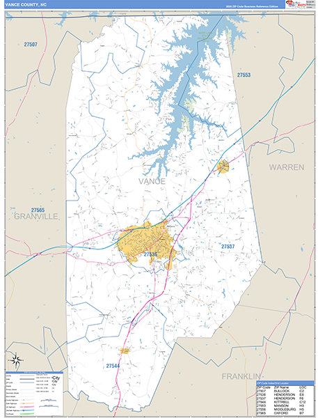 Vance County, NC Zip Code Map