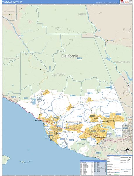 Ventura County, CA Map Basic Style
