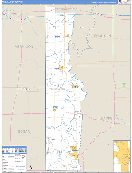 Vermillion County, IN Zip Code Map