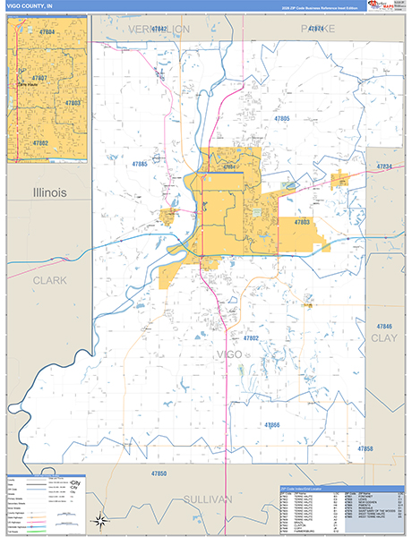 Vigo County, IN Zip Code Map