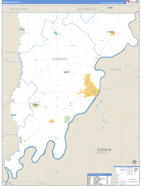 Wabash County, IL Zip Code Map