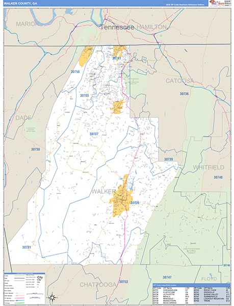 Walker County, GA Zip Code Map