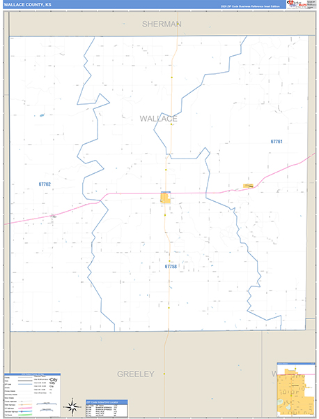 Wallace County, KS Zip Code Wall Map