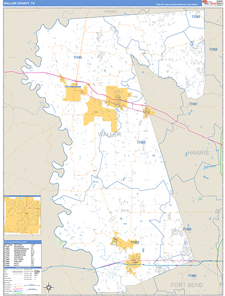 Waller County, TX Zip Code Map