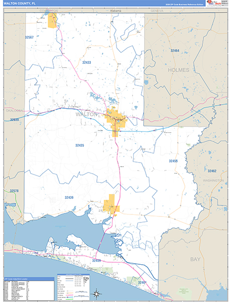 Walton County, FL Zip Code Wall Map