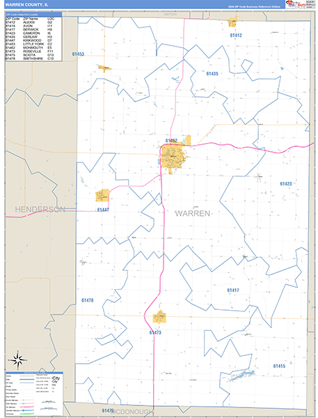 Warren County, IL Zip Code Map