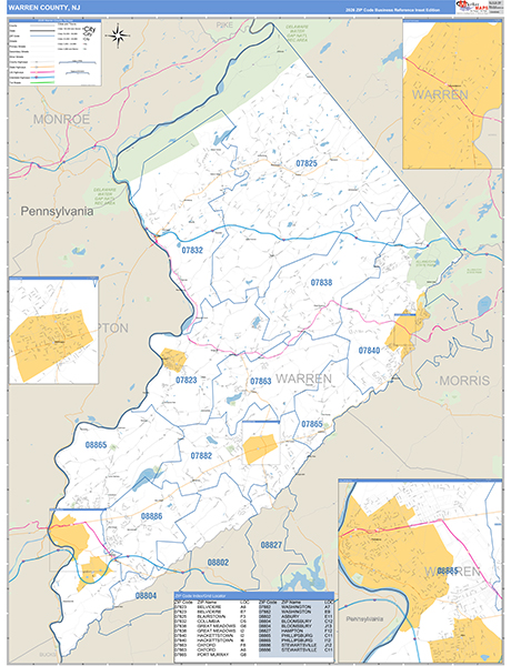 Warren County, NJ Zip Code Map