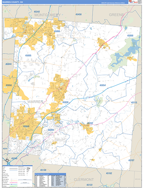 Warren County, OH Zip Code Map