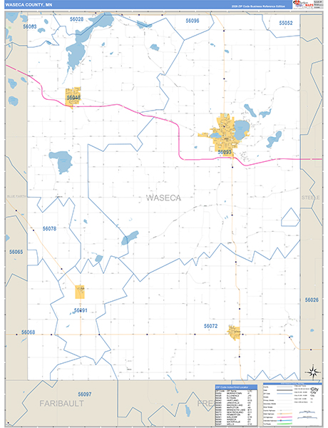 Waseca County, MN Zip Code Map
