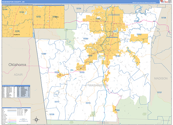 Washington County, AR Zip Code Map