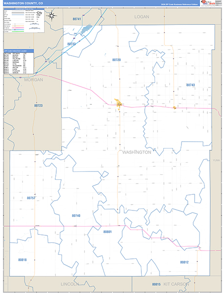 Washington County, CO Zip Code Map