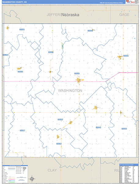 Washington County, KS Zip Code Map
