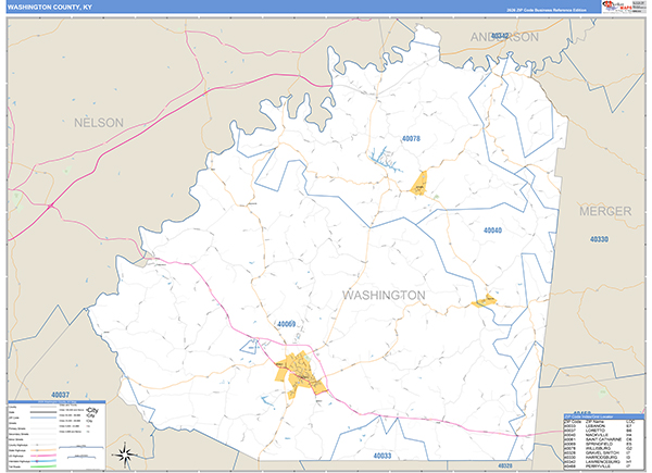 Washington County, KY Zip Code Map