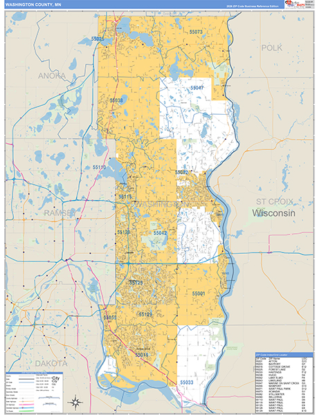 Washington County, MN Zip Code Map