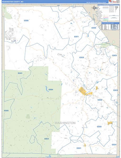 Washington County, MO Map Basic Style