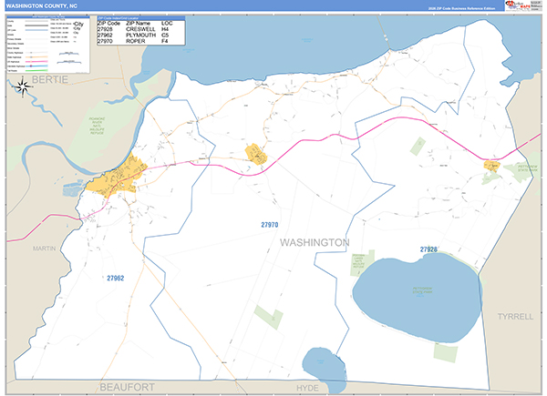 Washington County, NC Zip Code Map