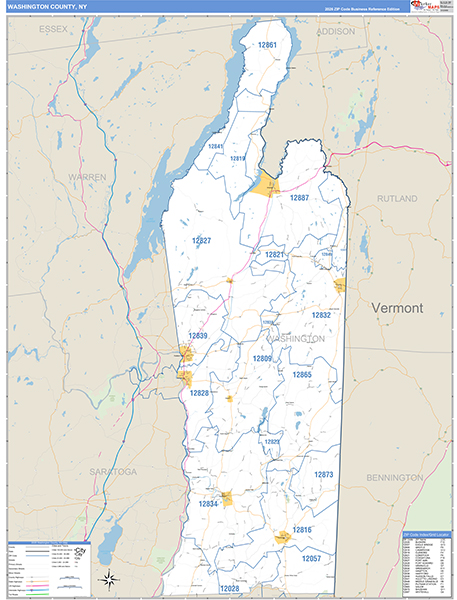 Washington County, NY Zip Code Map