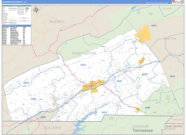 Washington County, VA Zip Code Map
