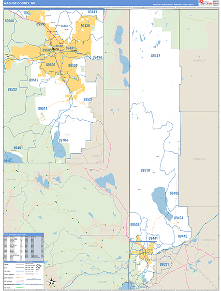 Washoe County, NV Zip Code Map