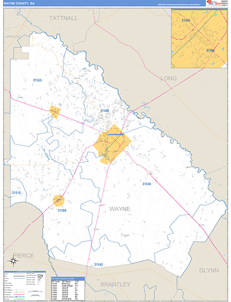 Wayne County, GA Zip Code Map