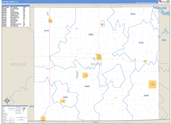 Wayne County, IA Zip Code Map