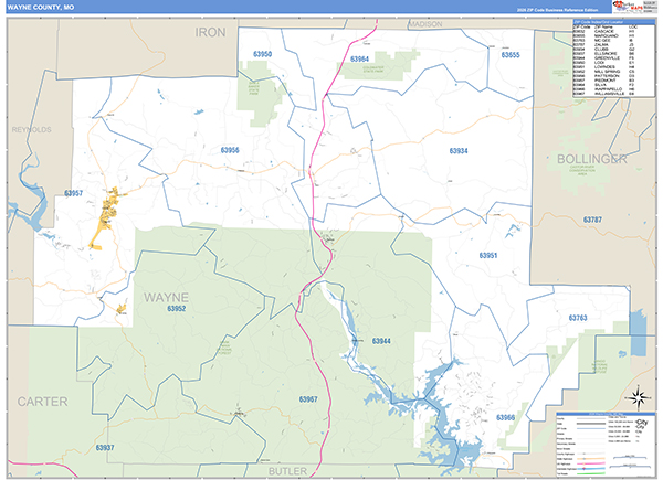 Wayne County, MO Map Basic Style