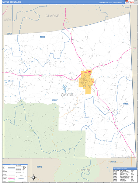 Wayne County, MS Zip Code Map