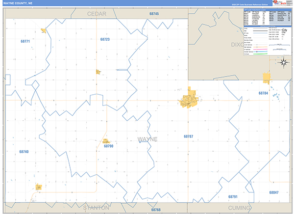 Wayne County, NE Zip Code Map