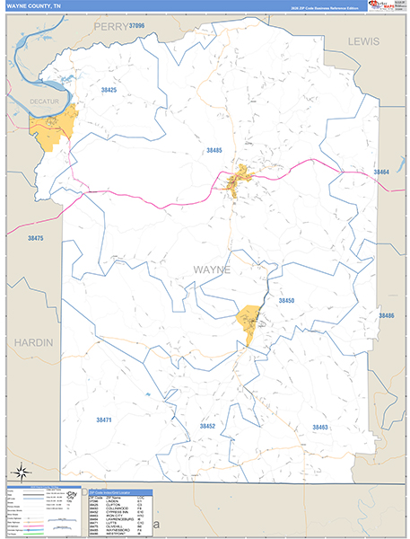 Wayne County, TN Zip Code Map