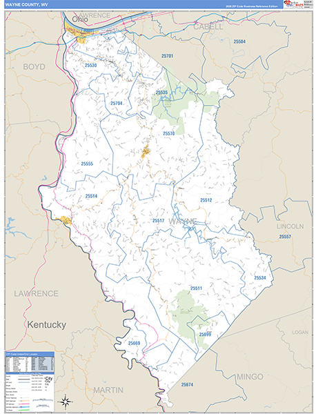 Wayne County, WV Zip Code Map