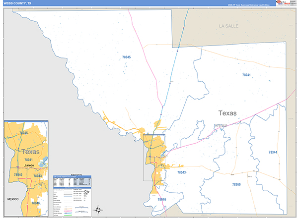 Webb County, TX Zip Code Map