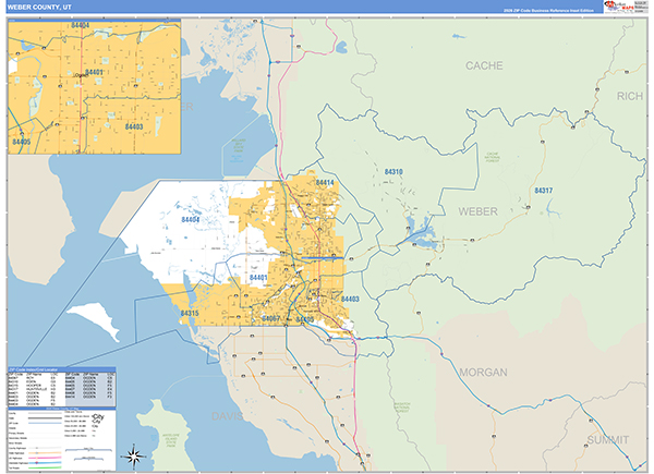 Weber County, UT Zip Code Wall Map