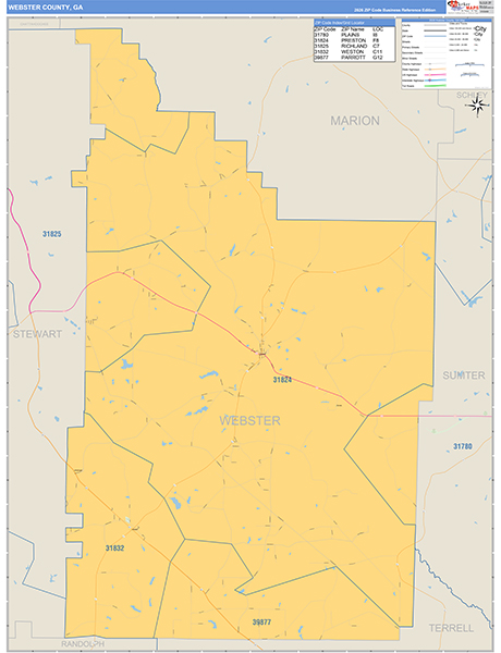 Webster County, GA Zip Code Map
