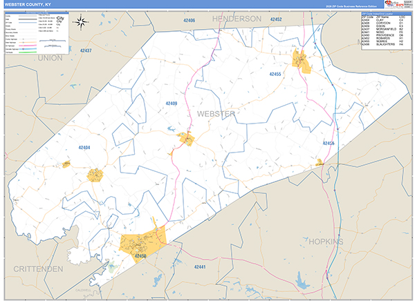 Webster County, KY Zip Code Map