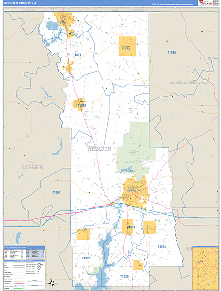 Webster Parish (County), LA Wall Map Basic Style