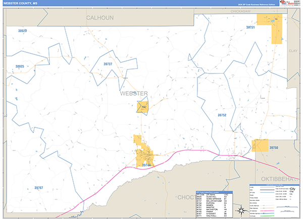 Webster County, MS Zip Code Map