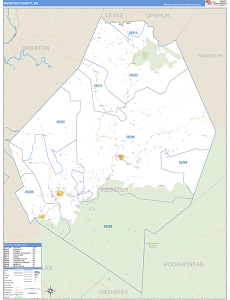 Webster County, WV Zip Code Map