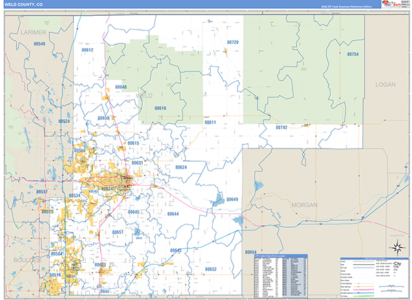 Weld County, CO Zip Code Map